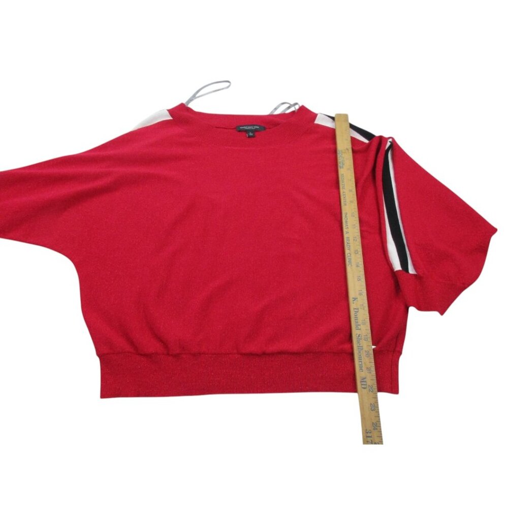 Marc New York Sweater Large Womens Red Knit Dolman Sleeve Boat Neck Pullover‎